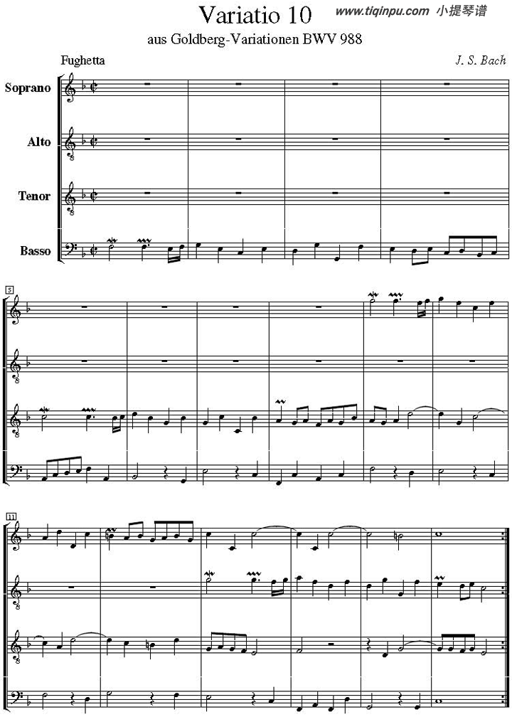 小提琴曲谱:Goldberg Variationen BWV-988（合奏曲总谱加分谱）-